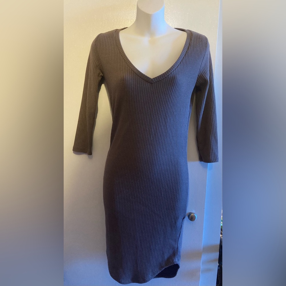 Revamped Taupe Y2K Long Sleeve Dress